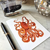 The Punctilious Mr. P's place card co. 'octopodes & conch' personalized custom note card showing a beautiful red octopus illustration