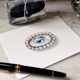 The Punctilious Mr. P's place card co. 'lovers eye- pearl' custom note card pack with a montblanc fountain pen and bottle of ink