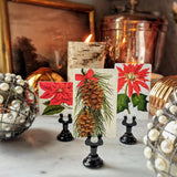 The Punctilious Mr. P's Place Card Co. 'Coulter Pine Cone' custom place cards mixed with 'Holly' place cards