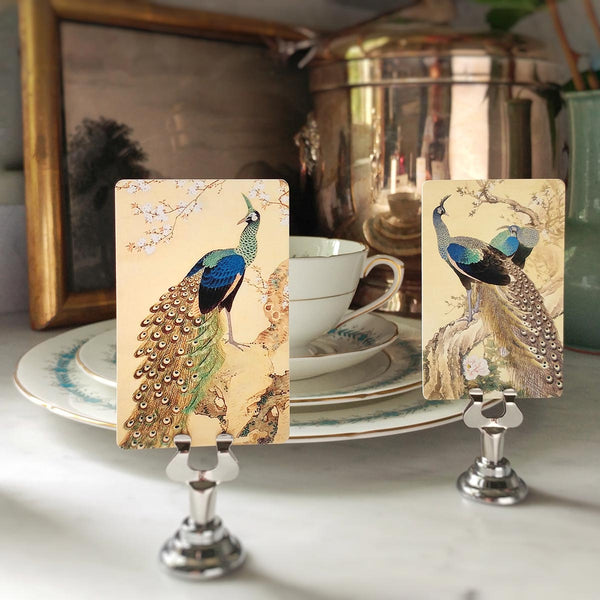 The Punctilious Mr. P's Place Card Co. 'Courtship of Peacocks' custom Place Cards