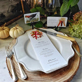 The punctilious Mr. P's Place Card Co 'autumn tableau' custom menu for thanksgiving