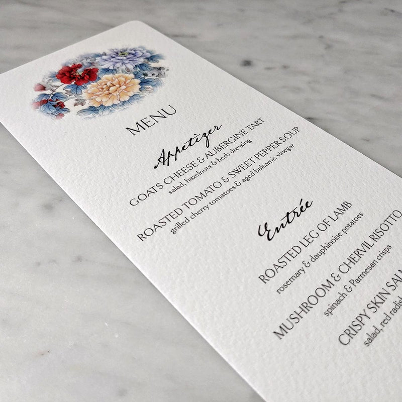 The Punctilious Mr. P's Place Card Co. custom Wedding 'Menu Cards' in Bistro size